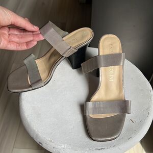Silver Block Heels Size 5 1/2 Made in Italy MSRP $150